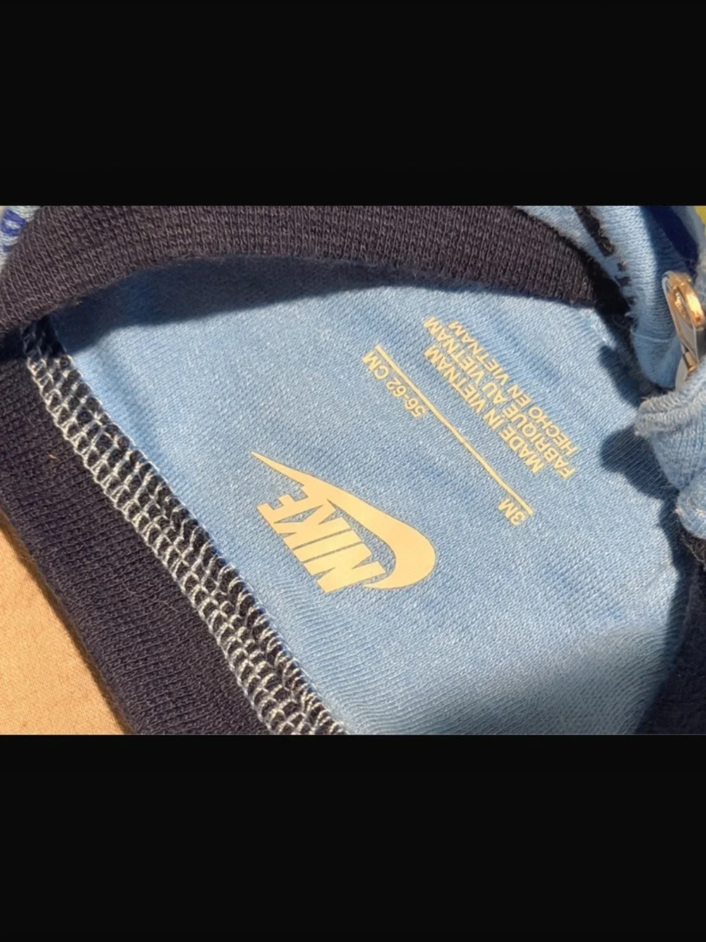 Nike Blue and Yellow Striped Kids Footed One-Piece